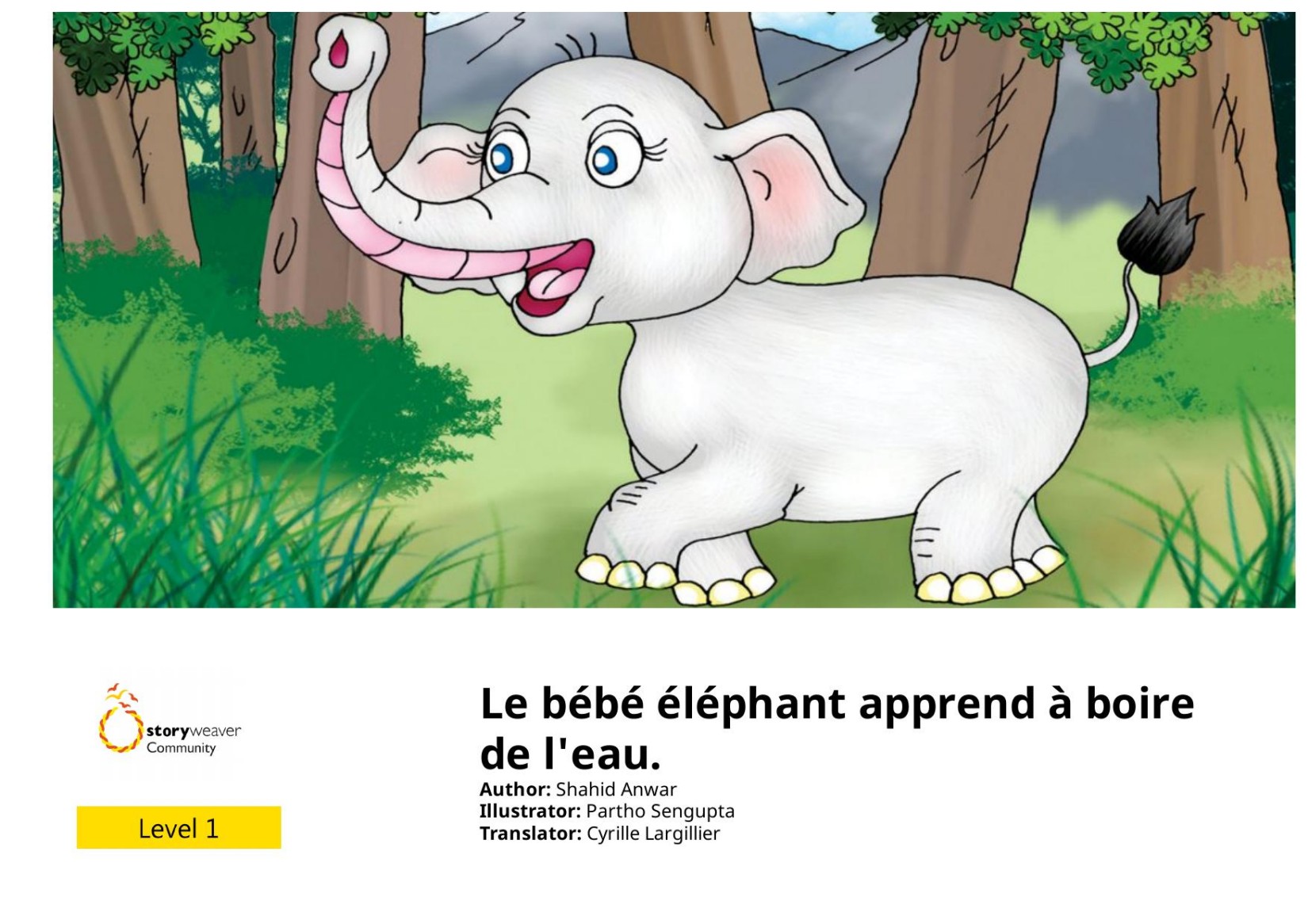 Le bébé éléphant apprend à boire de l'eau